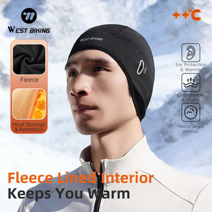 Winter Cycling Cap – Windproof Thermal Fleece Beanie with Ear Protection