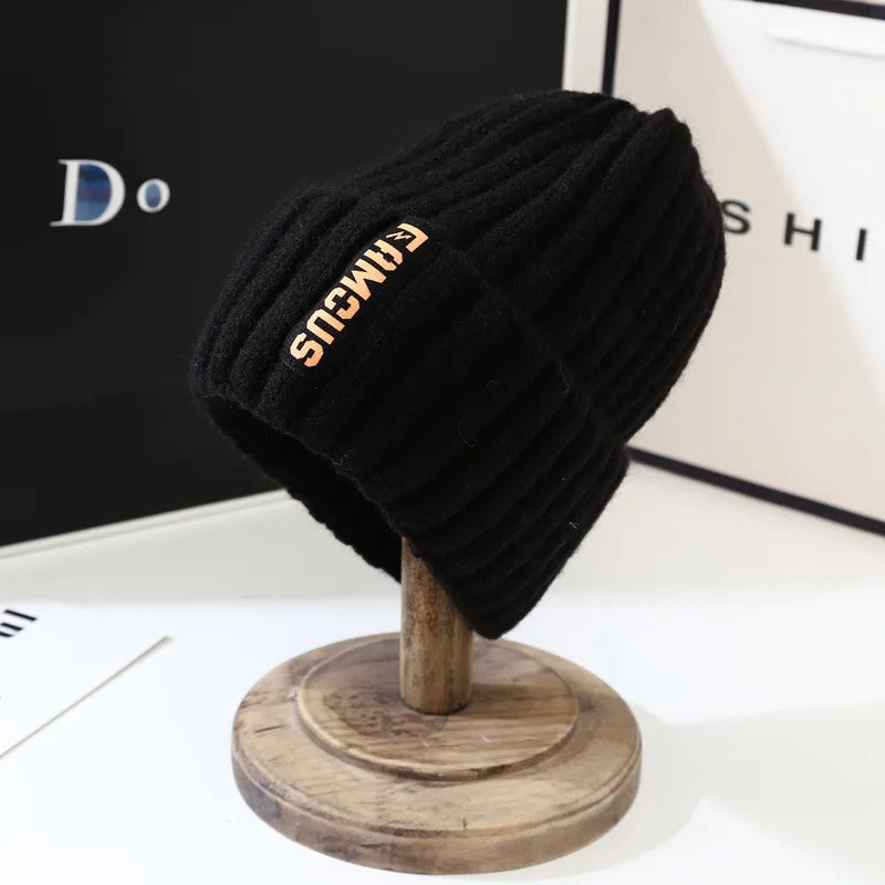 Korean Style Knit Beanie – Warm Ear Protection Winter Hat for Women