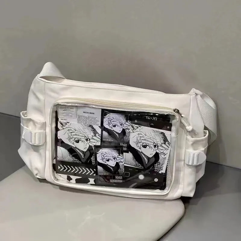 Anime Crossbody Bag with Transparent Postcard Display Window