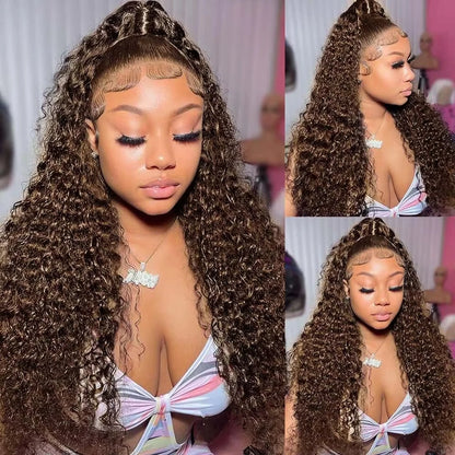 13x4 HD Lace Front Wig Deep Wave Chocolate Brown Human Hair