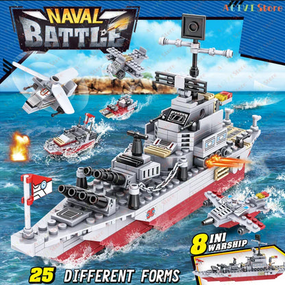 Navy Warship Building Block Model Kit – Compatible with LEGO Construction Sets