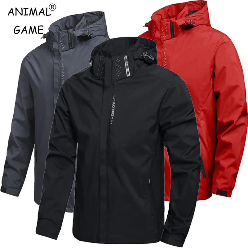 Men's Waterproof Hooded Jacket – Lightweight Windproof Outdoor Raincoat
