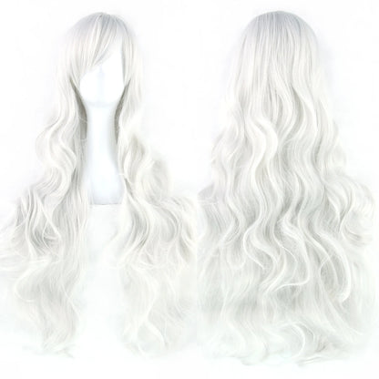 Soowee Curly Long Synthetic Hair Green Wig Hairpiece Pink Black Party Cosplay Wigs Women