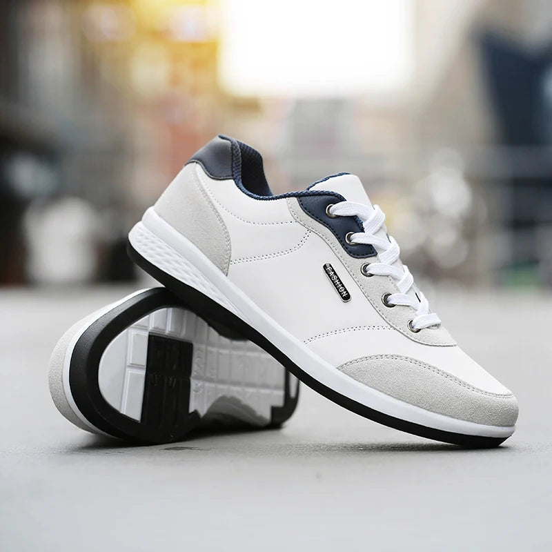 Men's Waterproof Leather Sneakers – Non-Slip Casual Walking Shoes