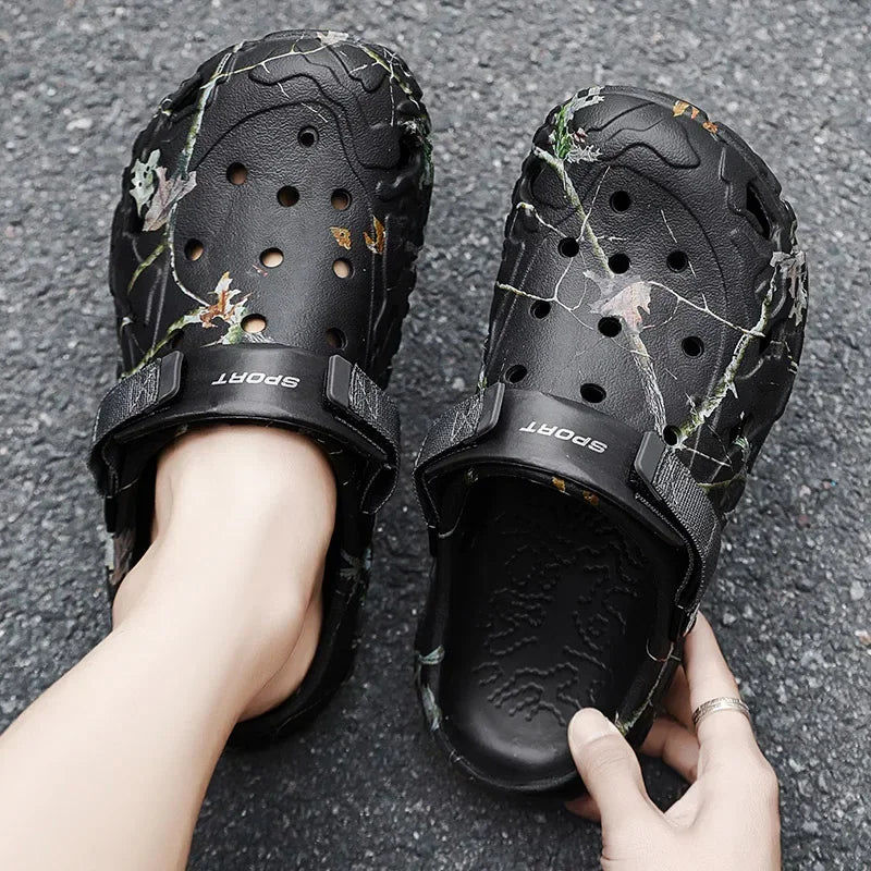 Men's Camo Print Garden Clogs – Chunky Platform Outdoor Shoes
