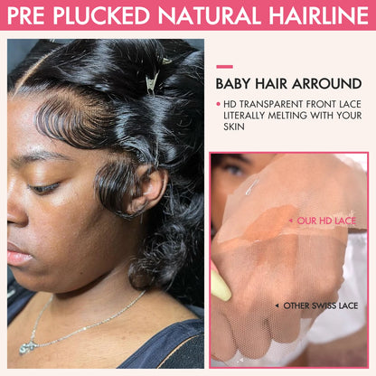 Body Wave Human Hair Lace Front Wig – 13x4 & 13x6, 180%/220% Density