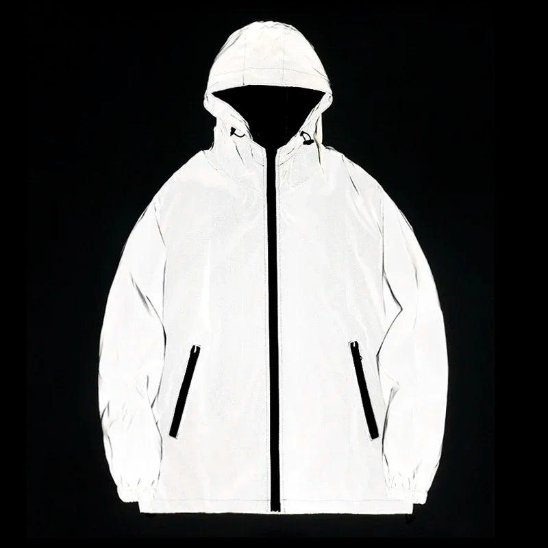 Reflective Hooded Jacket – Unisex Streetwear Windbreaker