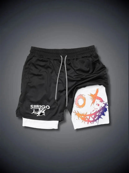 Men's 2-in-1 Graphic Print Fitness Shorts – Quick Dry Training