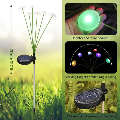 Solar Garden Lights Dual Mode Led Mushroom Waterproof Decor Yard Patio Pathway Jellyfish Ambiance