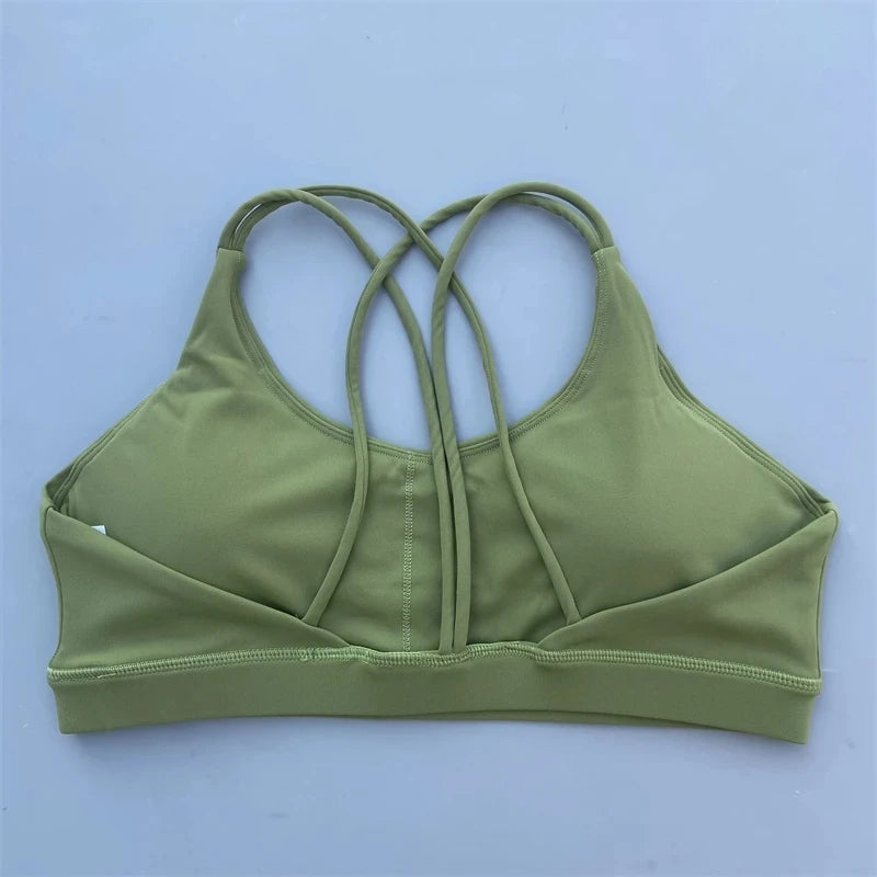 Women's Cross-Back Sports Bra – Soft Fitness Top for Yoga & Gym