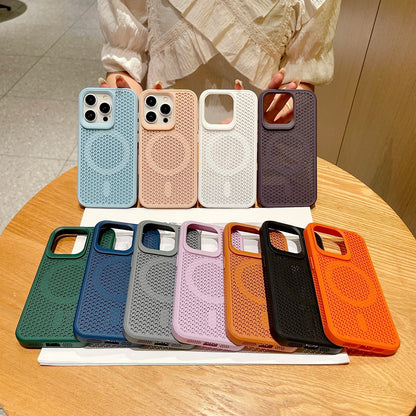 Magnetic Magsafe Cooling Breathable Shell Case Iphone 16 15 14 13 12 Pro Max Plus Shockproof Heat