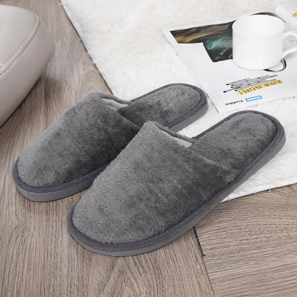 Men S Winter Slippers Warm Bedroom Plush Shoes Home Floor Soft Indoors Thin Velvet Solid Color Non