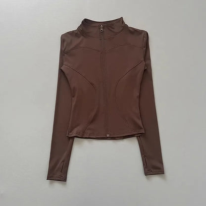 Women's Zip-Up Workout Jacket – Stretch Fitted Running & Yoga