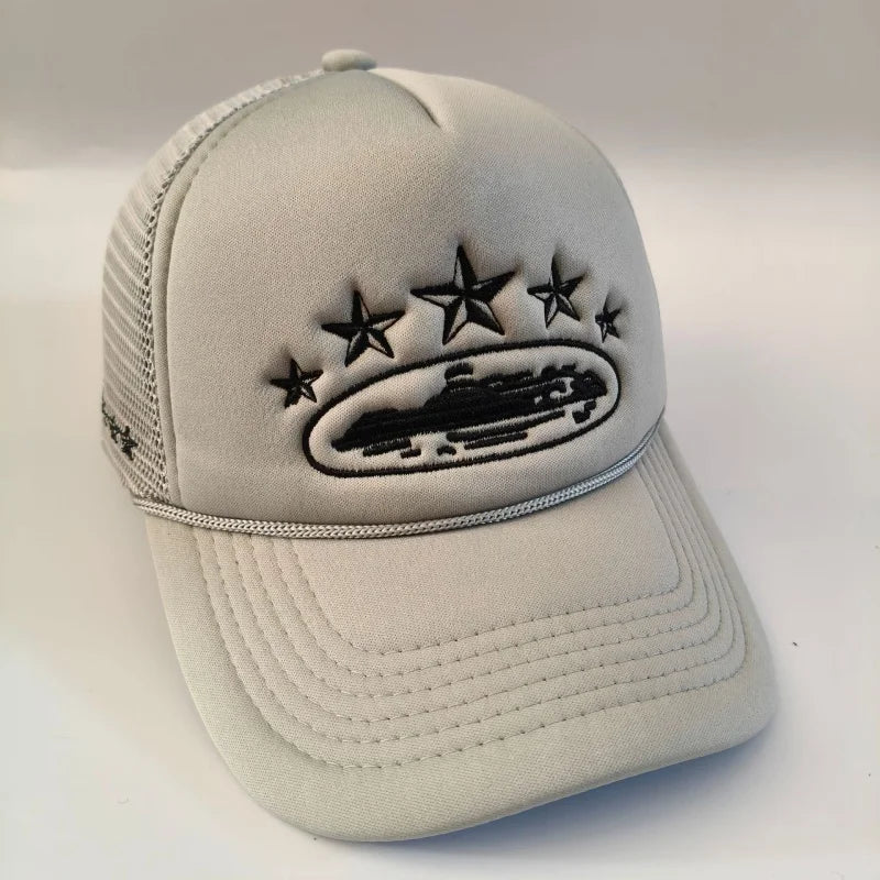 Five Star Embroidered Mesh Trucker Hat – Unisex Snapback Cap