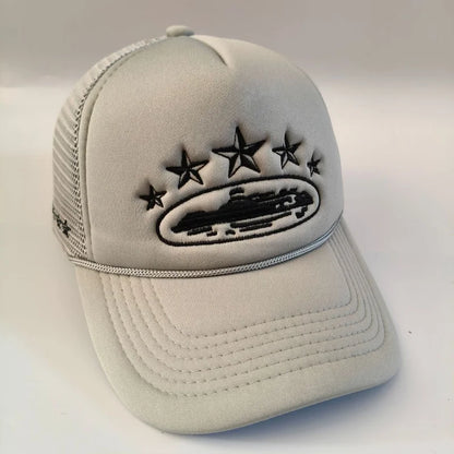 Five Star Embroidered Mesh Trucker Hat – Unisex Snapback Cap