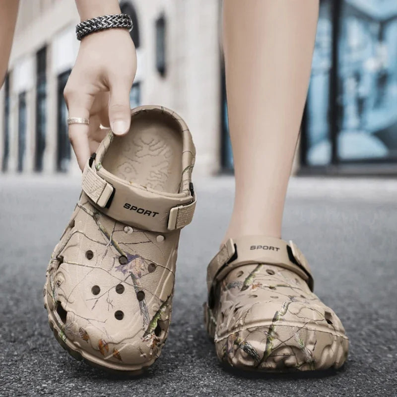 Men's Camo Print Garden Clogs – Chunky Platform Outdoor Shoes