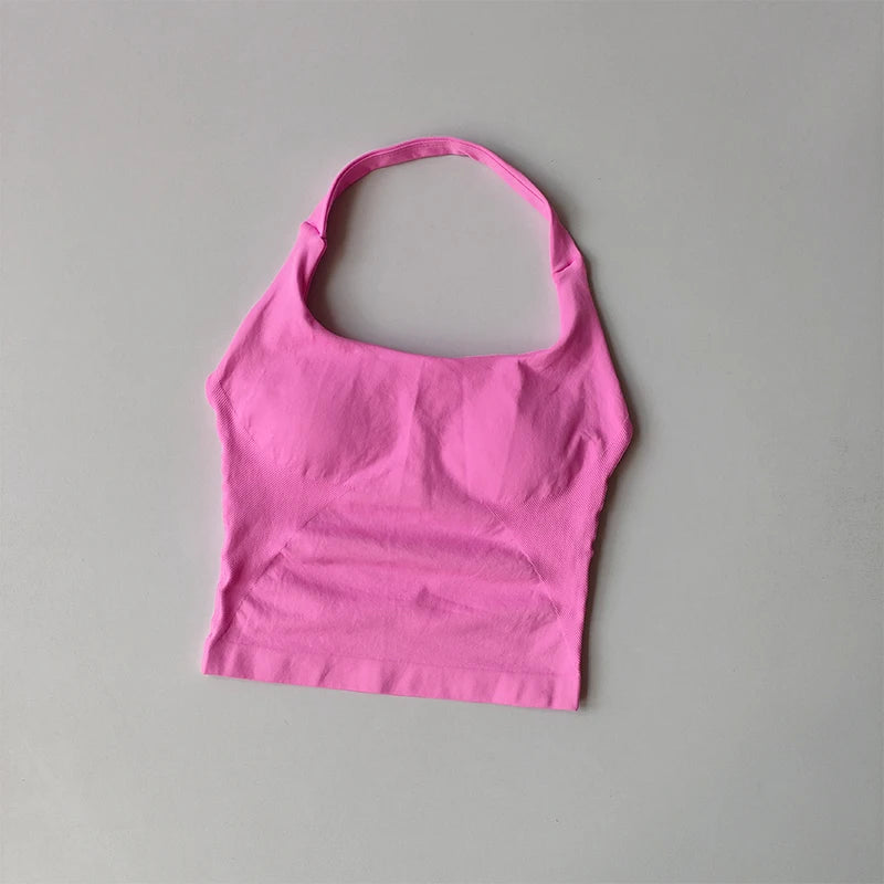 Halter Sports Bra for Women – Longline Shockproof Yoga Gym Top
