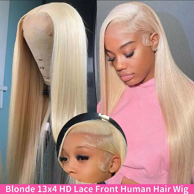 613 Blonde Straight HD Lace Front Wig – 13x4 & 13x6 Human Hair