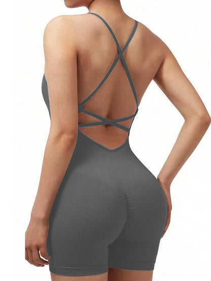 Women's Seamless Strappy Back Workout Jumpsuit