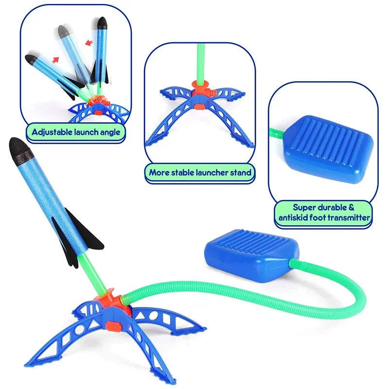 Kids Rocket Launcher Foot Pump Toy – Outdoor Air-Powered Stomp Rocket Set