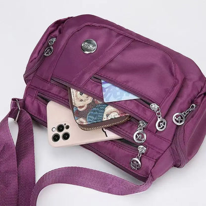 Waterproof Nylon Crossbody Bag for Women – Multi-Pocket Shoulder Handbag