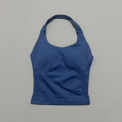 Seamless Halter Longline Sports Tank Top for Women – Gym Yoga Workout
