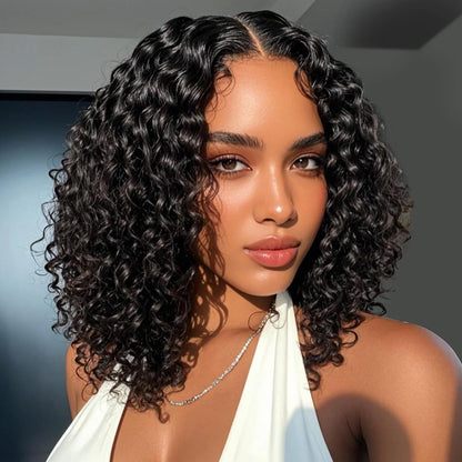 250density Glueless Short Bob Wig 10 Inch Deep Wave Lace Front Wigs Human Hair 5x5 Ready Wear