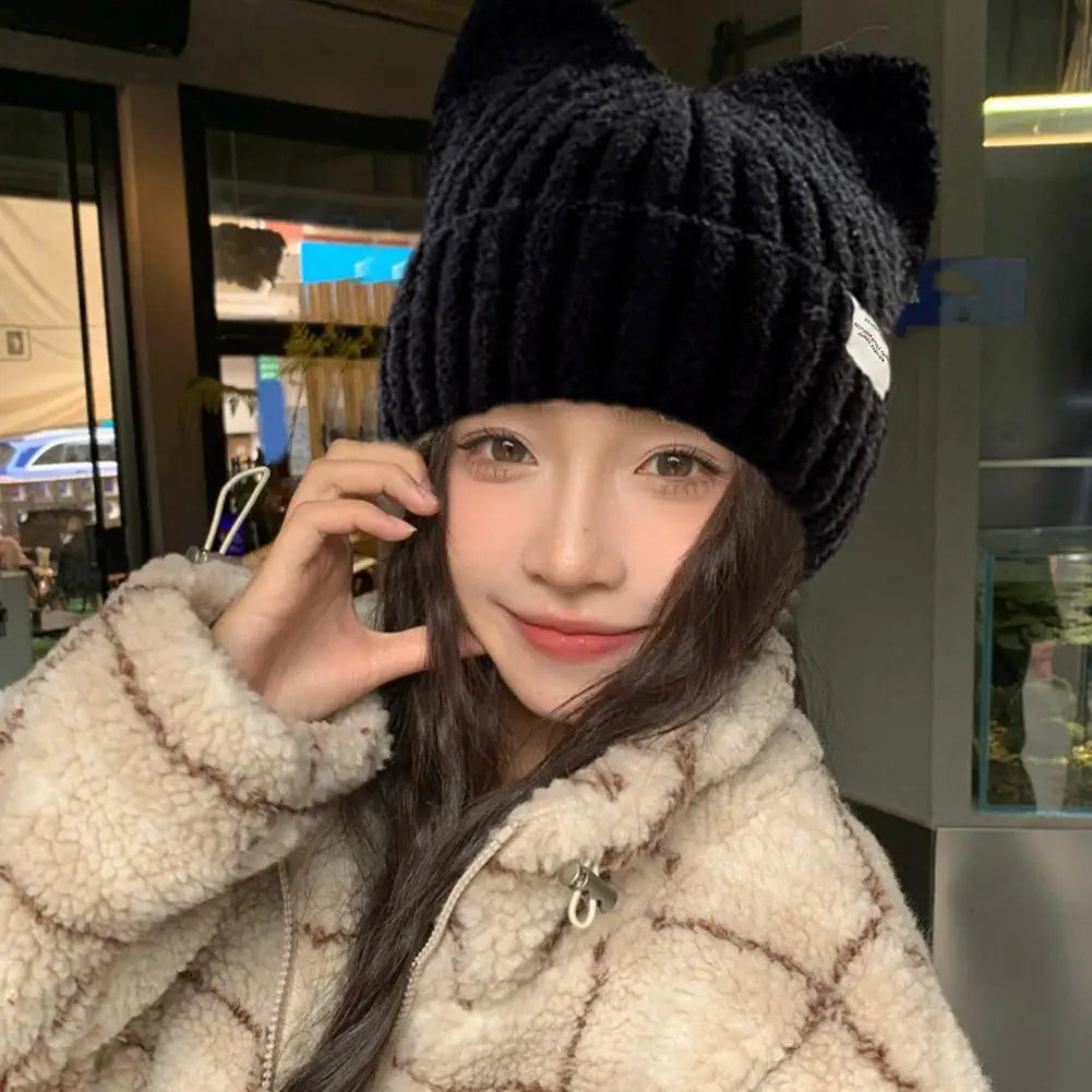 Cat Ear Beanie – Women's Warm Knit Winter Hat