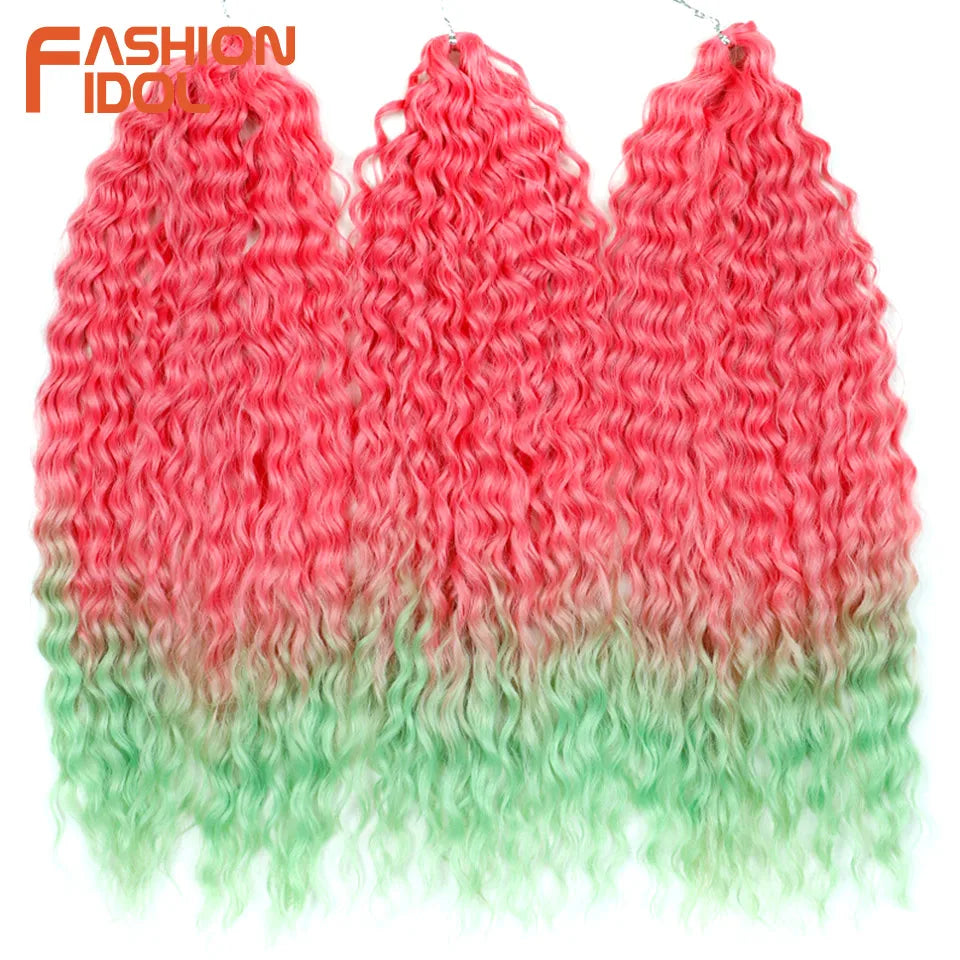 Idol 300g 22 Inch Ariel Curl Hair Water Wave Twist Crochet Synthetic Ombre Rainbow Color Braiding