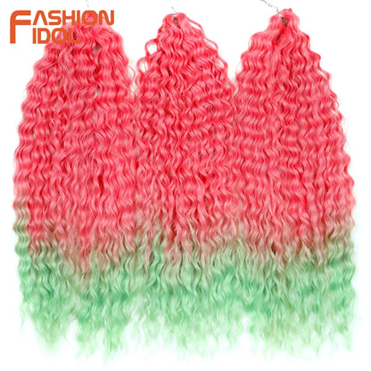 Idol 300g 22 Inch Ariel Curl Hair Water Wave Twist Crochet Synthetic Ombre Rainbow Color Braiding