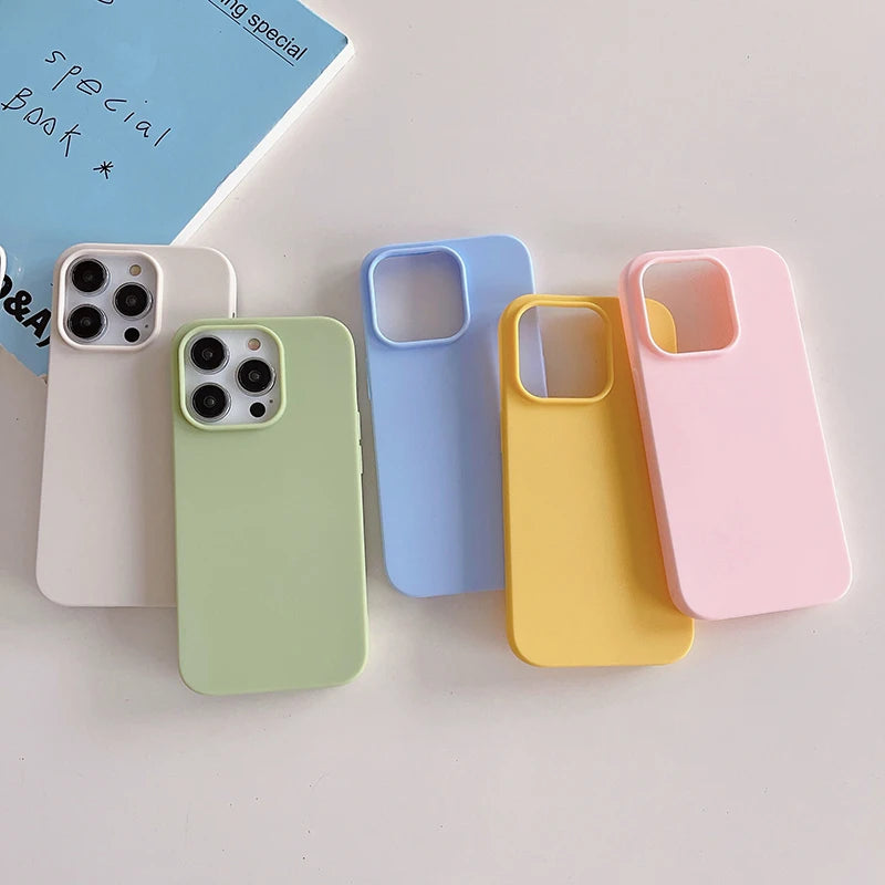 Luxury Candy Color Silicone Soft Case Iphone 16 15 14 13 12 Pro Max Plus Mini Matte Ultra Thin Cover