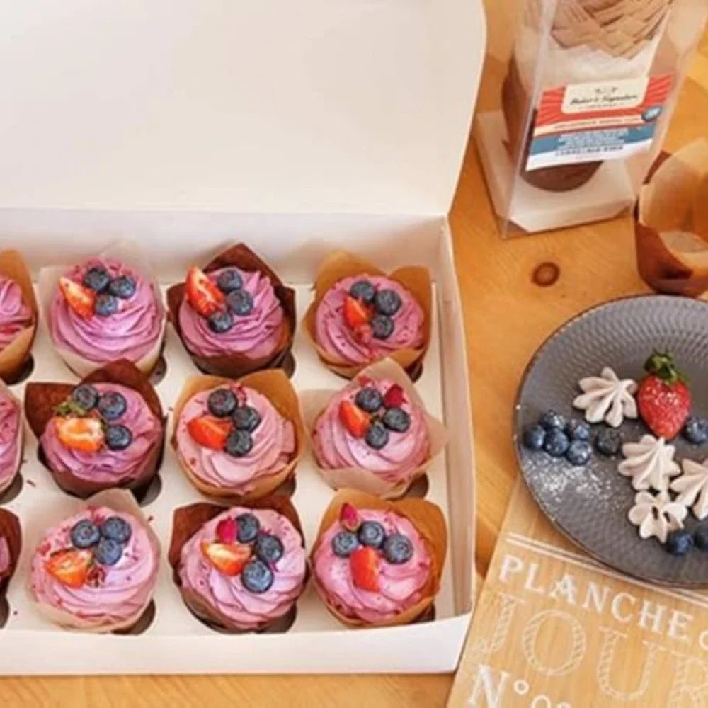 Newspaper Print Tulip Cupcake Liners – 50 Pack, Kraft Paper