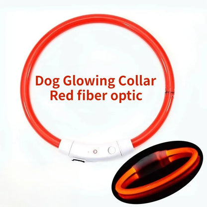 LED Fiber Optic Dog Collar – Rechargeable Glowing Safety Collar