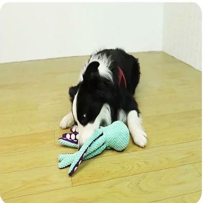 Octopus Dog Toy - Interactive Squeaky Plush Chew Toy