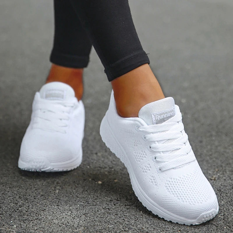 Women's Mesh Sneakers – Breathable Lace-Up Tennis Trainers
