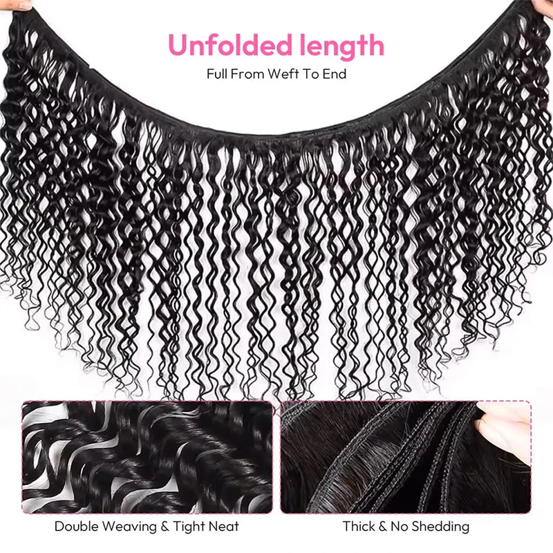 12a Natural Color Loose Deep Wave Human Hair Bundles Weaves Unprocessed Brazilian Weave 1 - Soft