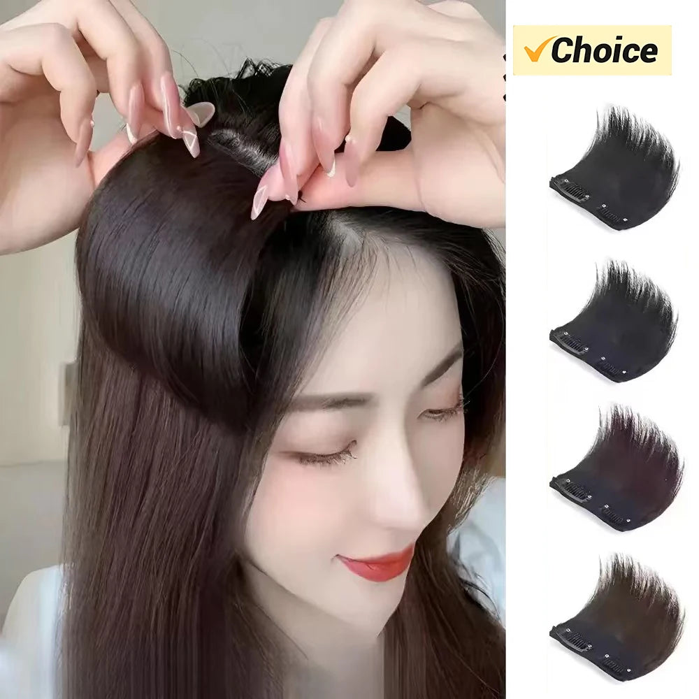 Synthetic Short Straight Pad Invisible Hair Extension Lining Top Side Cover Hairpiece Women