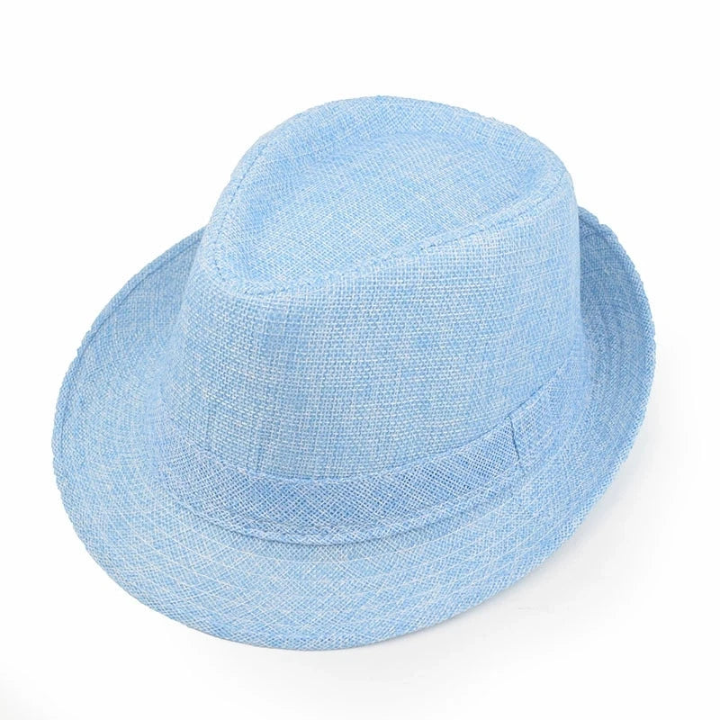 Linen Fedora Hat Unisex Summer Sun Hat with Band