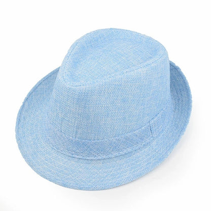 Linen Fedora Sun Hat – Unisex Summer Beach Jazz Cap