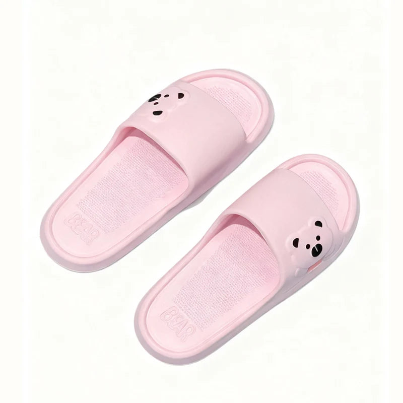 Summer Cartoon Bear Indoor Slippers Women Lightweight Soft Eva Slides Woman Comfort Home Bathroom
