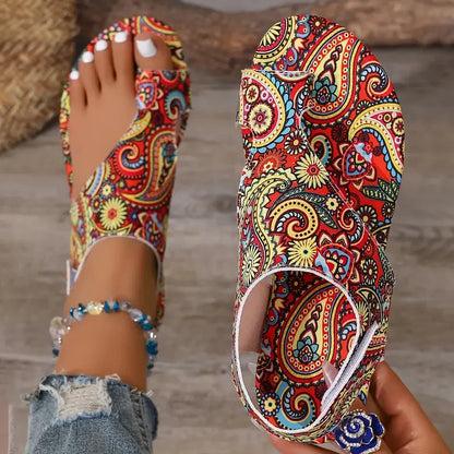 Women's Bohemian Flat Sandals – Printed Mandala Roman Style