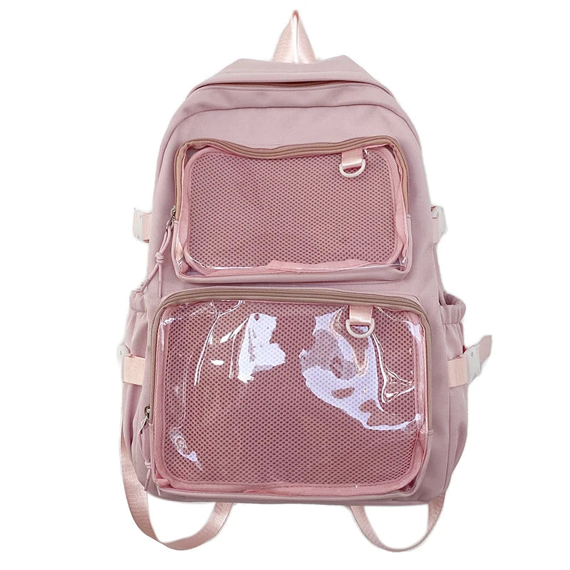 Transparent Ita Backpack – Large Capacity Japanese Style School Bag for Women