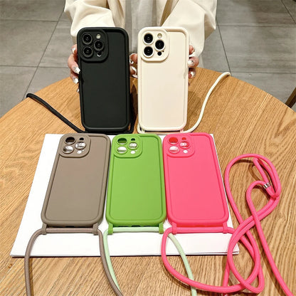 Phone Case Iphone 14 13 15 16 Pro Max 17 Air 16e 12 11 X Xs 8 Plus Se2022 Crossbody Adjustable