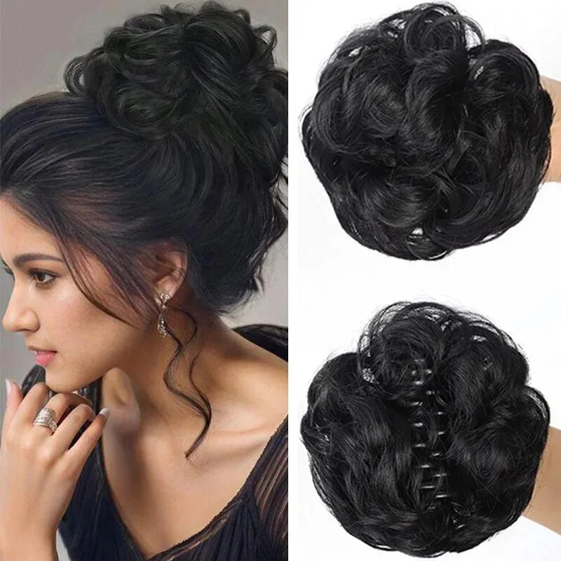Claw Clip Messy Bun Hair Piece Curly Wavy Synthetic Updo