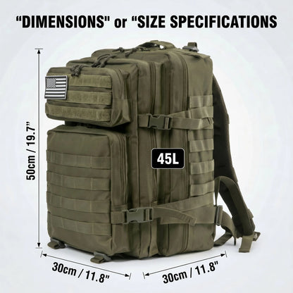 45L Tactical MOLLE Backpack – Large Capacity Travel & Outdoor Pack