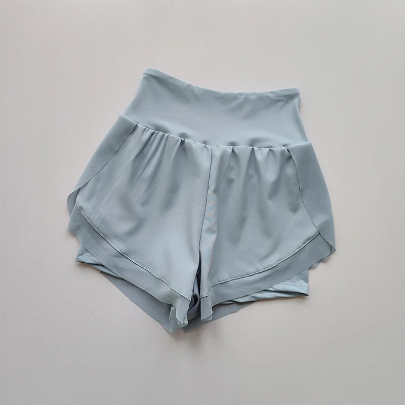 Women's High-Waist Sports Shorts – Double Layer Quick-Dry