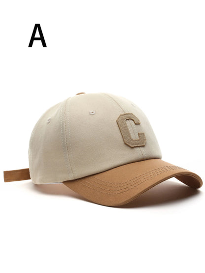 Embroidered Letter C Baseball Cap – Retro Cotton Hat for Men & Women