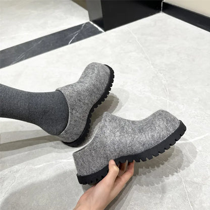 Women's Flannel Platform Slippers – Closed Toe Retro Clogs