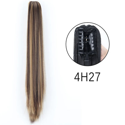 Synthetic Long Straight Claw Clip Ponytail Hair Extensions 24inch Heat Resistant Pony Tail Piece