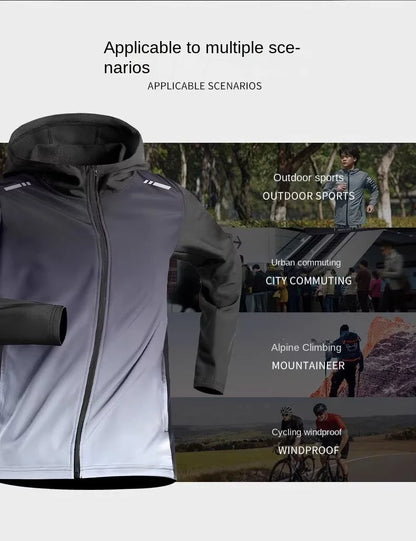 Men's Fleece-Lined Running Jacket – Windbreaker Hoodie